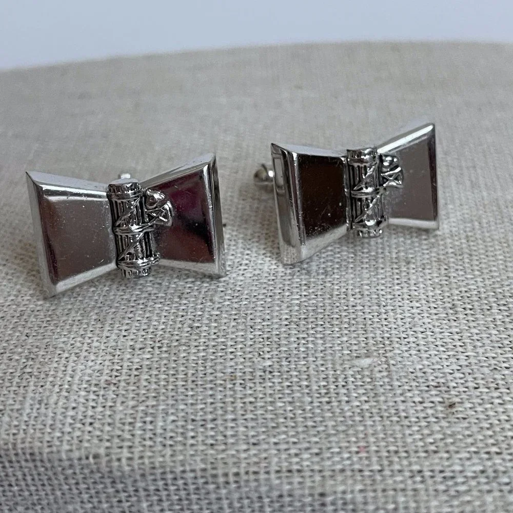 Vintage Hickok Silver Tone Cuff Links Pair
